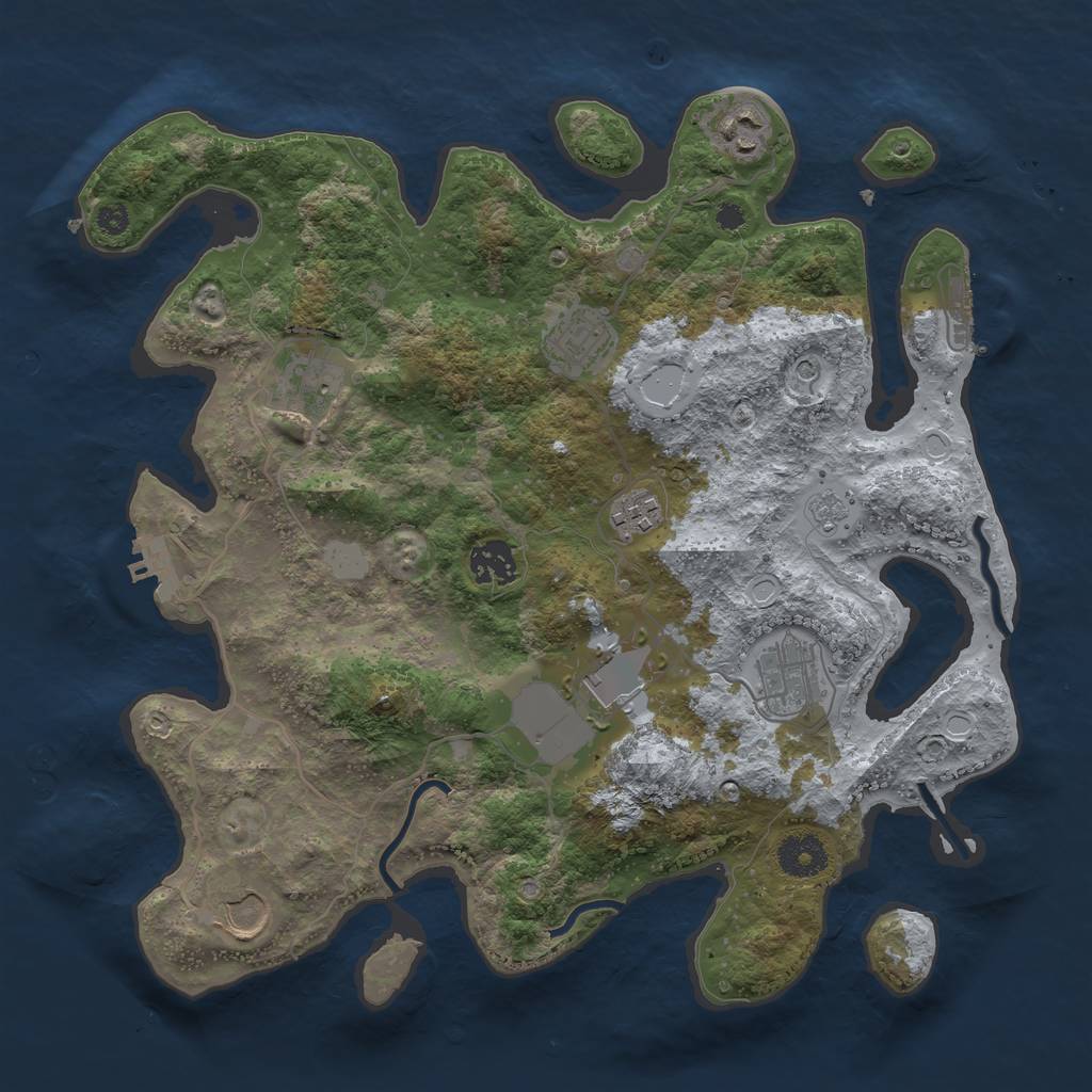 Rust Map: Procedural Map, Size: 3500, Seed: 87367488, 17 Monuments