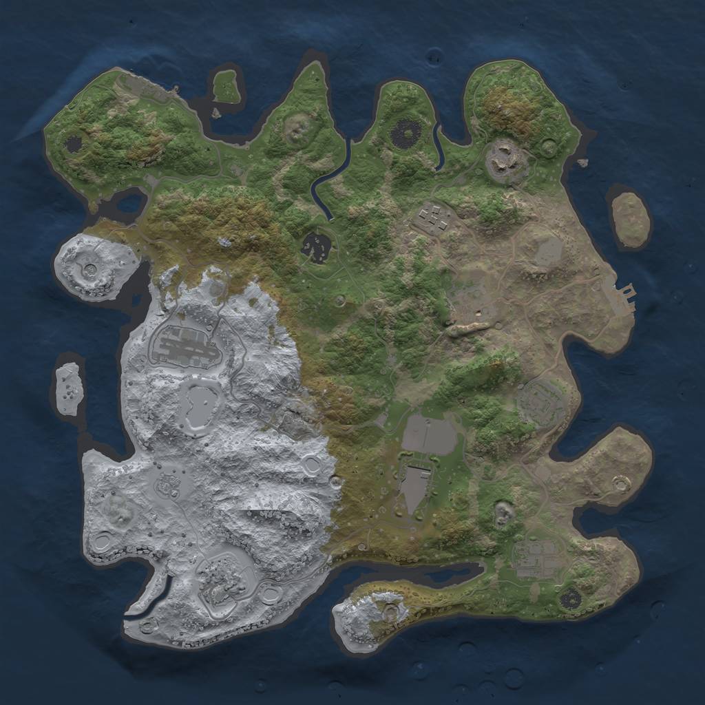 Rust Map: Procedural Map, Size: 3500, Seed: 70440975, 18 Monuments