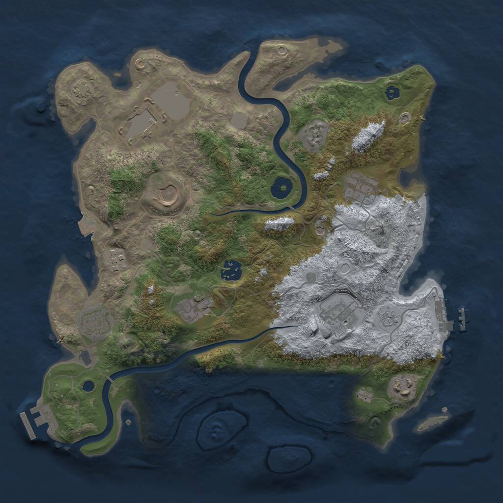 Rust Map: Procedural Map, Size: 3500, Seed: 88023273, 15 Monuments