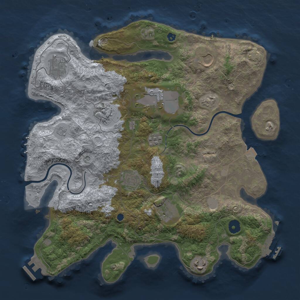 Rust Map: Procedural Map, Size: 3500, Seed: 69544987, 14 Monuments