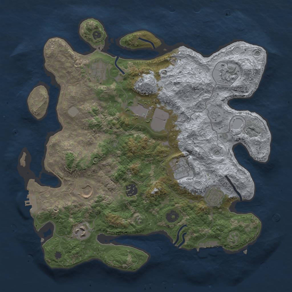 Rust Map: Procedural Map, Size: 3500, Seed: 19020666, 17 Monuments