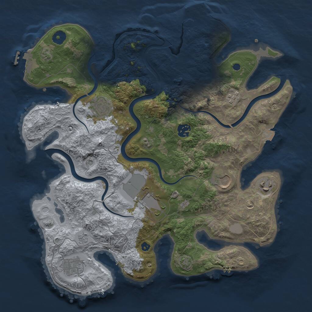 Rust Map: Procedural Map, Size: 3500, Seed: 1373733356, 13 Monuments