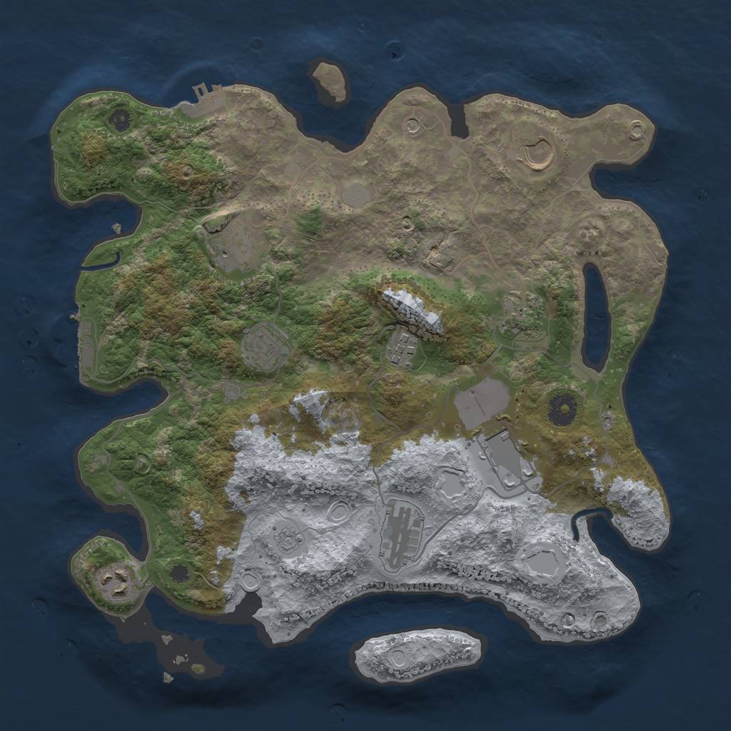 Rust Map: Procedural Map, Size: 3500, Seed: 653019087, 17 Monuments