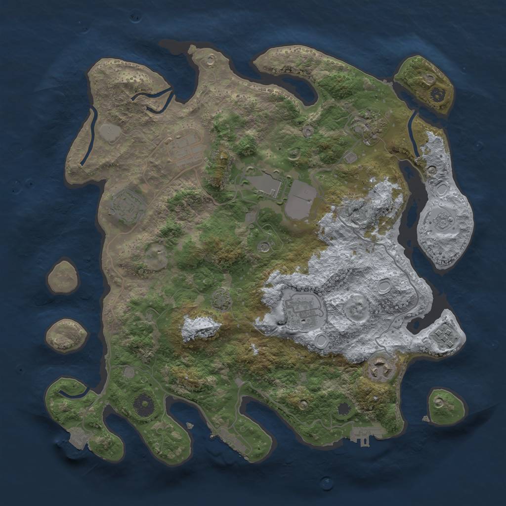 Rust Map: Procedural Map, Size: 3500, Seed: 1150626579, 15 Monuments