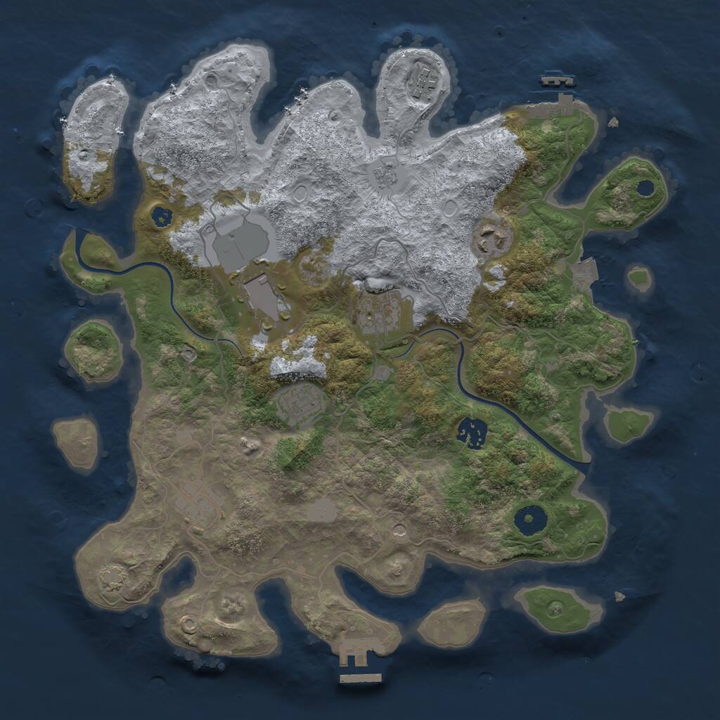 Rust Map: Procedural Map, Size: 3500, Seed: 42054535, 13 Monuments