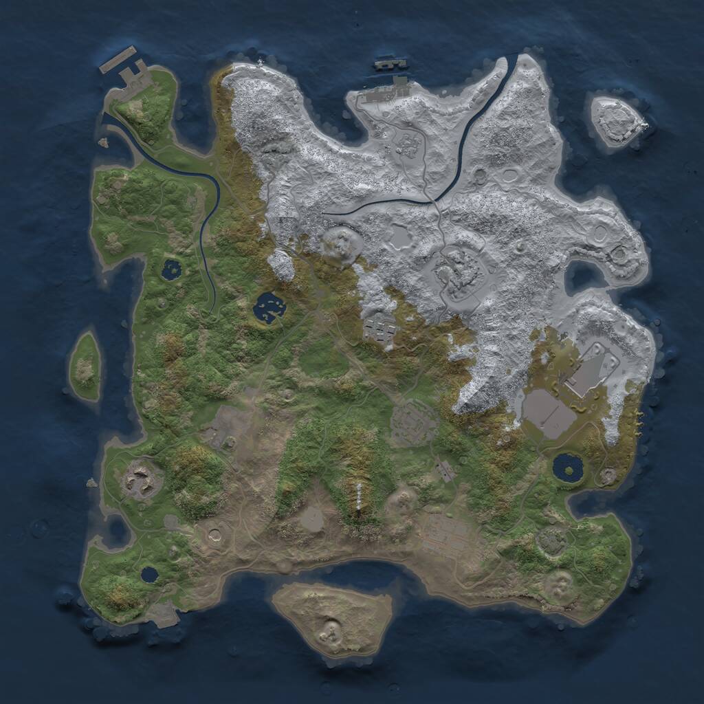 Rust Map: Procedural Map, Size: 3500, Seed: 542213995, 14 Monuments