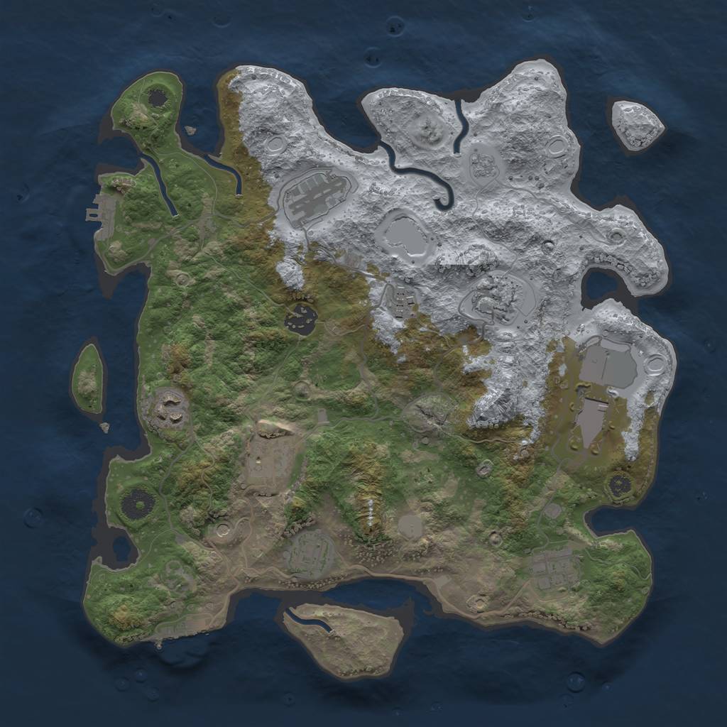 Rust Map: Procedural Map, Size: 3500, Seed: 542213995, 18 Monuments