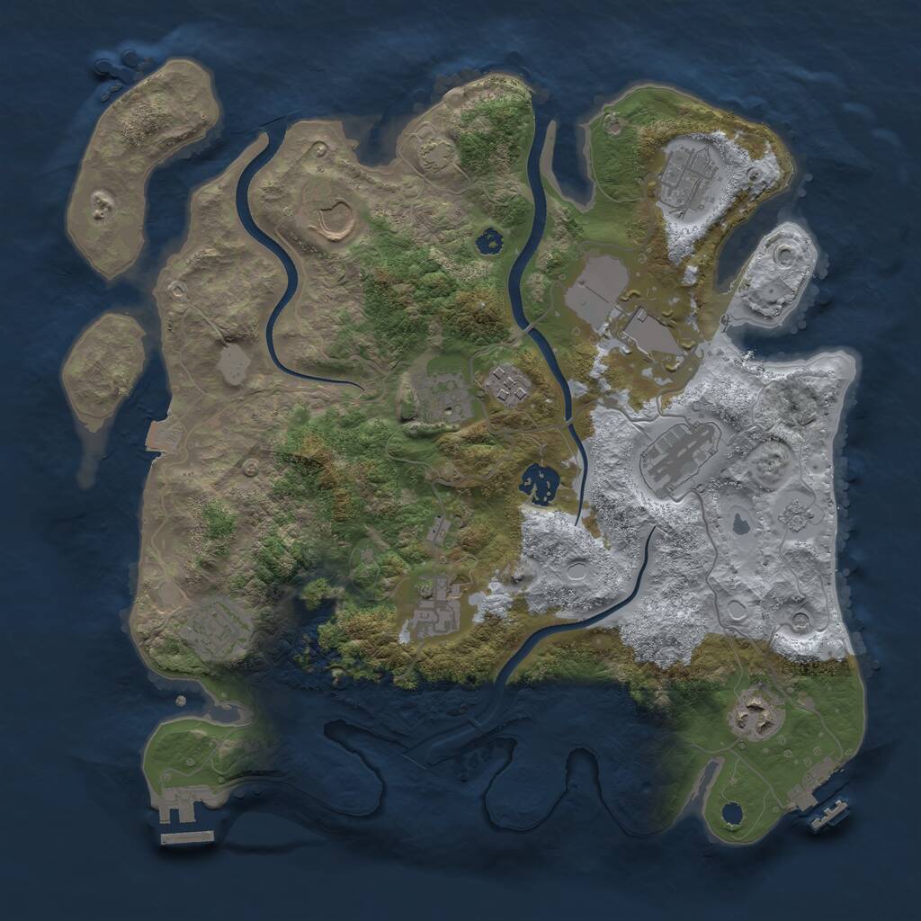 Rust Map: Procedural Map, Size: 3500, Seed: 86277655, 16 Monuments