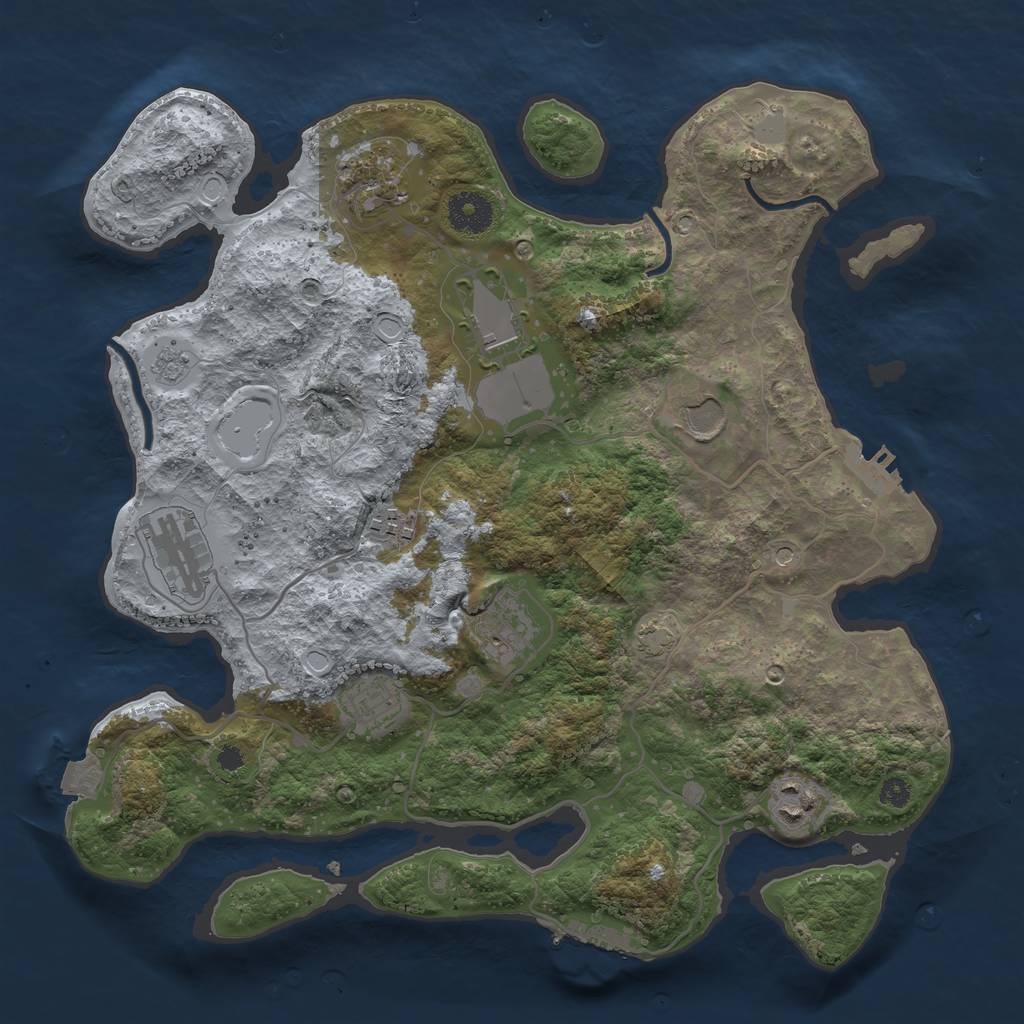 Rust Map: Procedural Map, Size: 3500, Seed: 2078577209, 16 Monuments