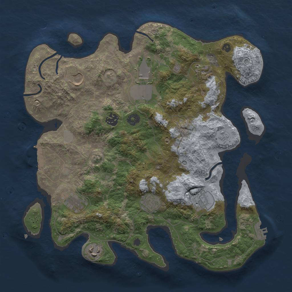 Rust Map: Procedural Map, Size: 3500, Seed: 85053508, 17 Monuments