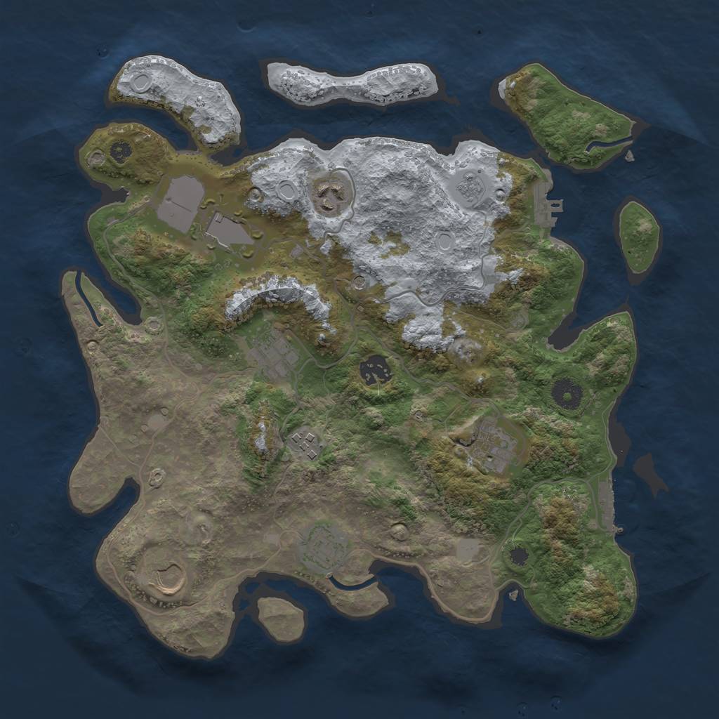 Rust Map: Procedural Map, Size: 3500, Seed: 553268051, 17 Monuments