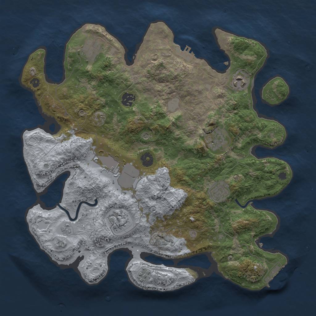 Rust Map: Procedural Map, Size: 3500, Seed: 72208370, 17 Monuments
