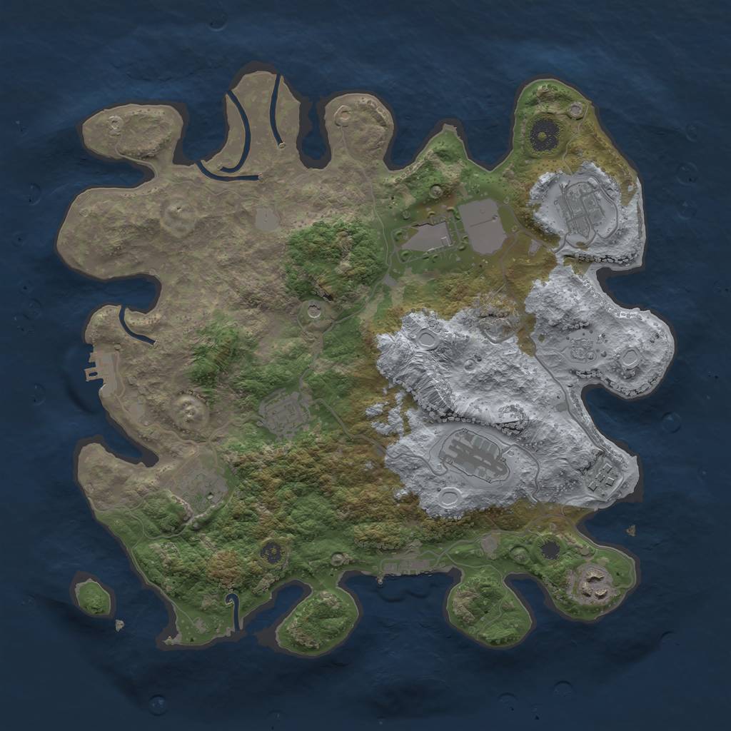 Rust Map: Procedural Map, Size: 3500, Seed: 22617578, 16 Monuments