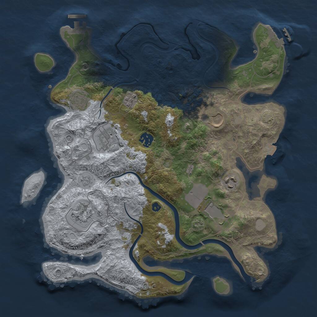 Rust Map: Procedural Map, Size: 3500, Seed: 942846, 14 Monuments
