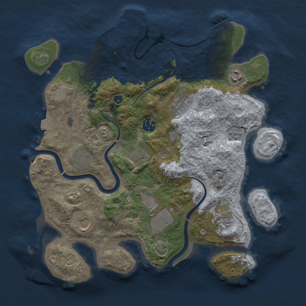 Rust Map: Procedural Map, Size: 3500, Seed: 1828791409, 15 Monuments