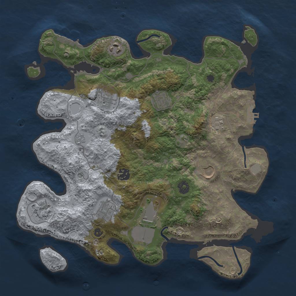 Rust Map: Procedural Map, Size: 3500, Seed: 91977566, 18 Monuments