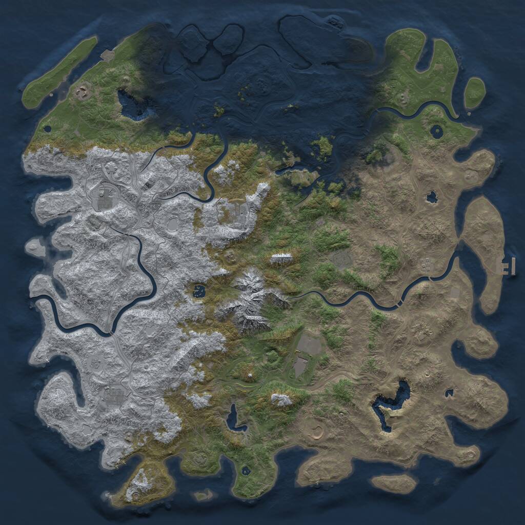 Rust Map: Procedural Map, Size: 6000, Seed: 20180419, 17 Monuments