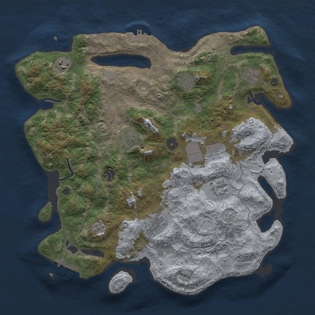 Rust Map: Procedural Map, Size: 4000, Seed: 432454, 16 Monuments