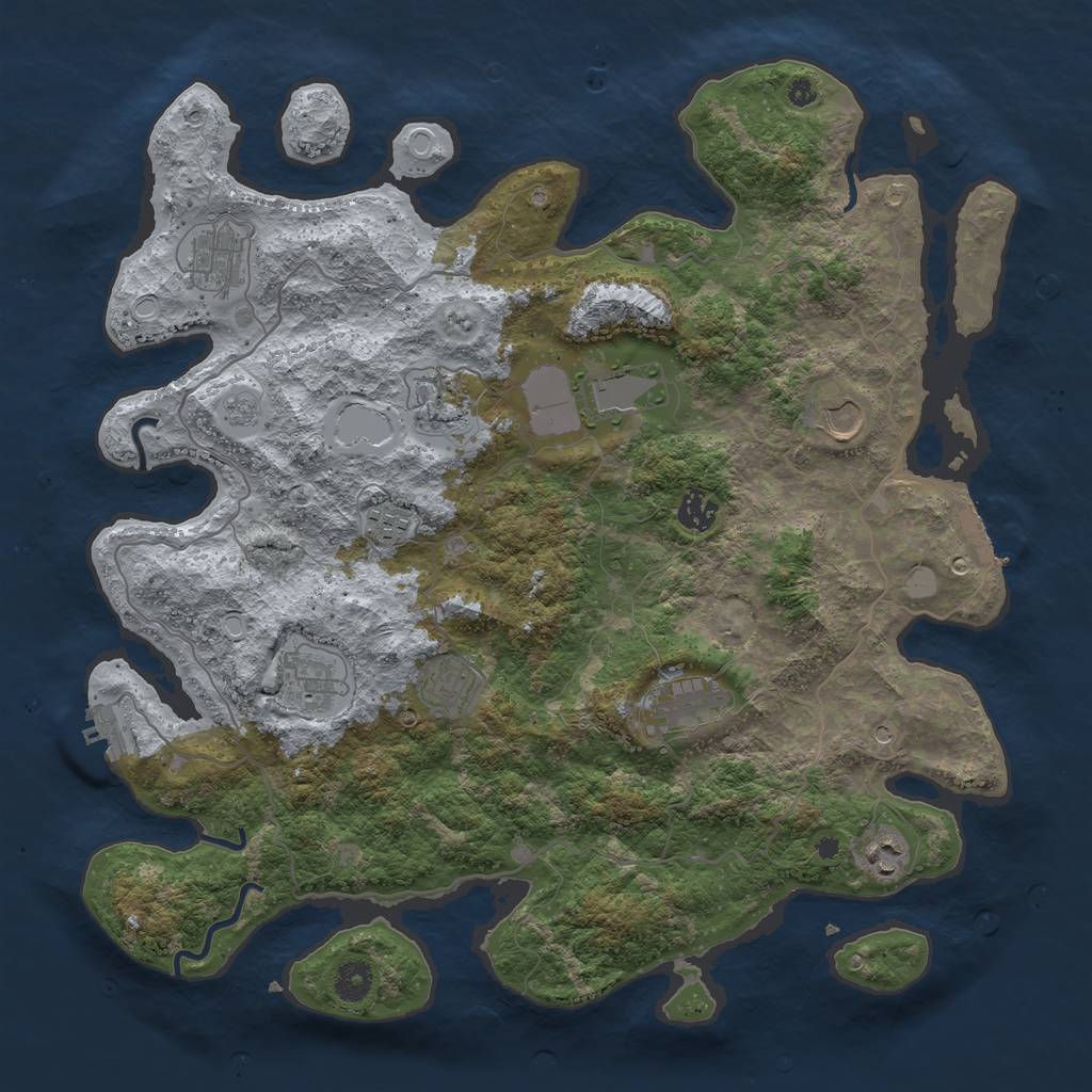 Rust Map: Procedural Map, Size: 4096, Seed: 12, 17 Monuments