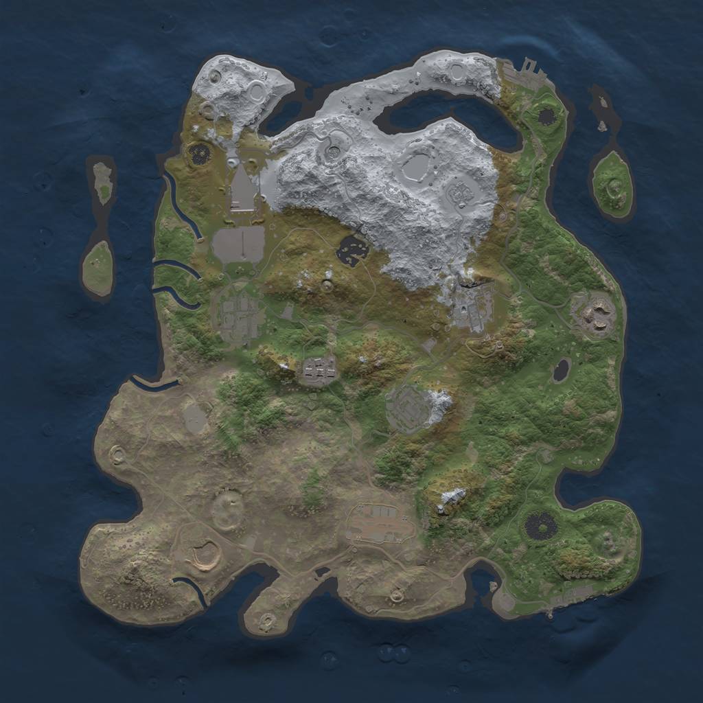 Rust Map: Procedural Map, Size: 3500, Seed: 667605595, 18 Monuments