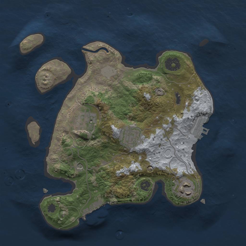 Rust Map: Procedural Map, Size: 2500, Seed: 2064725503, 11 Monuments