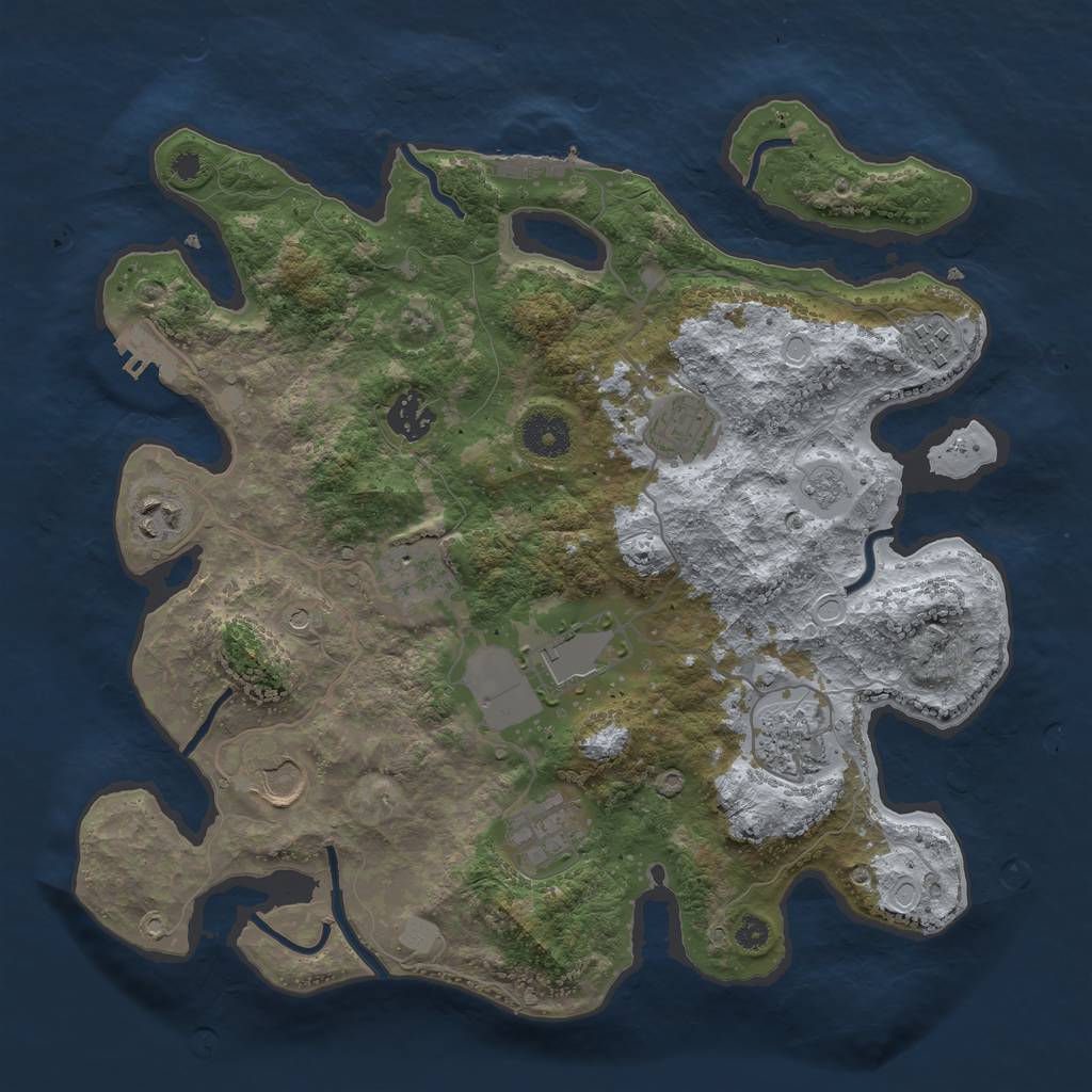 Rust Map: Procedural Map, Size: 3500, Seed: 80704261, 18 Monuments