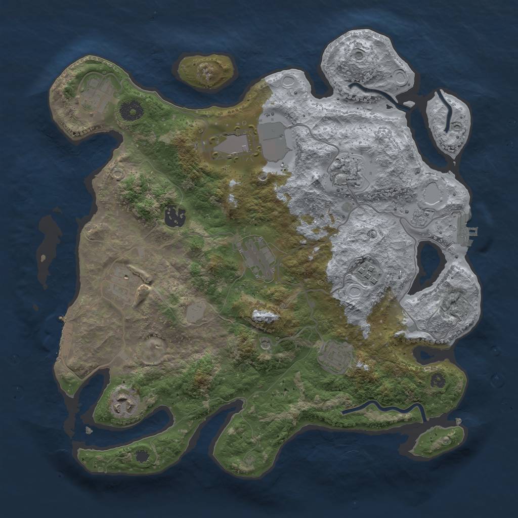 Rust Map: Procedural Map, Size: 3500, Seed: 18860747, 18 Monuments