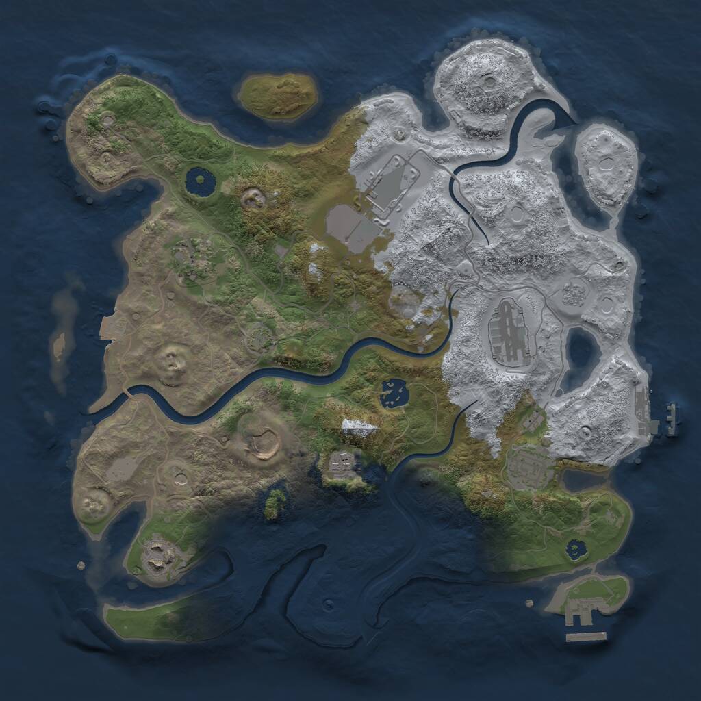 Rust Map: Procedural Map, Size: 3500, Seed: 18860747, 14 Monuments