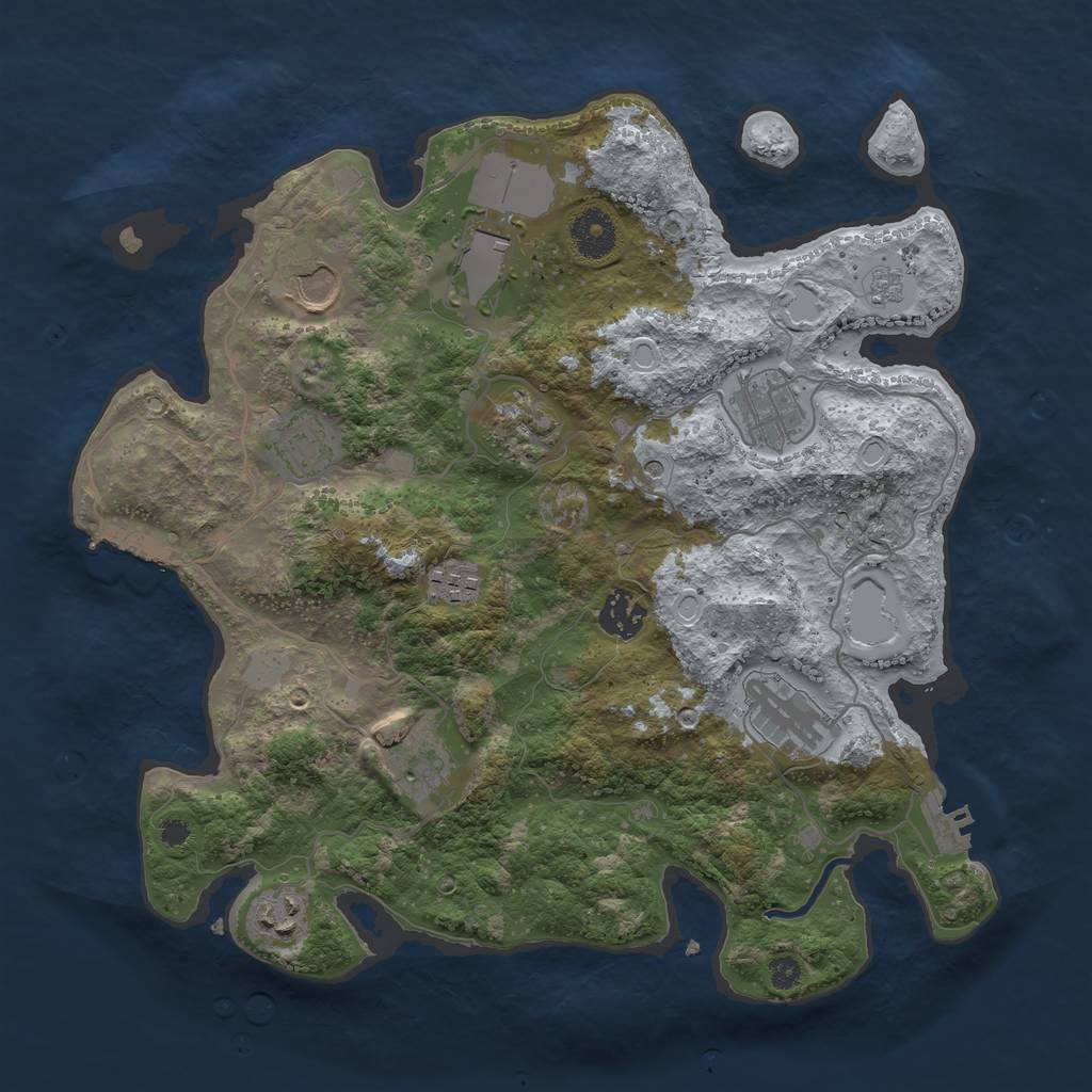 Rust Map: Procedural Map, Size: 3500, Seed: 938511445, 19 Monuments