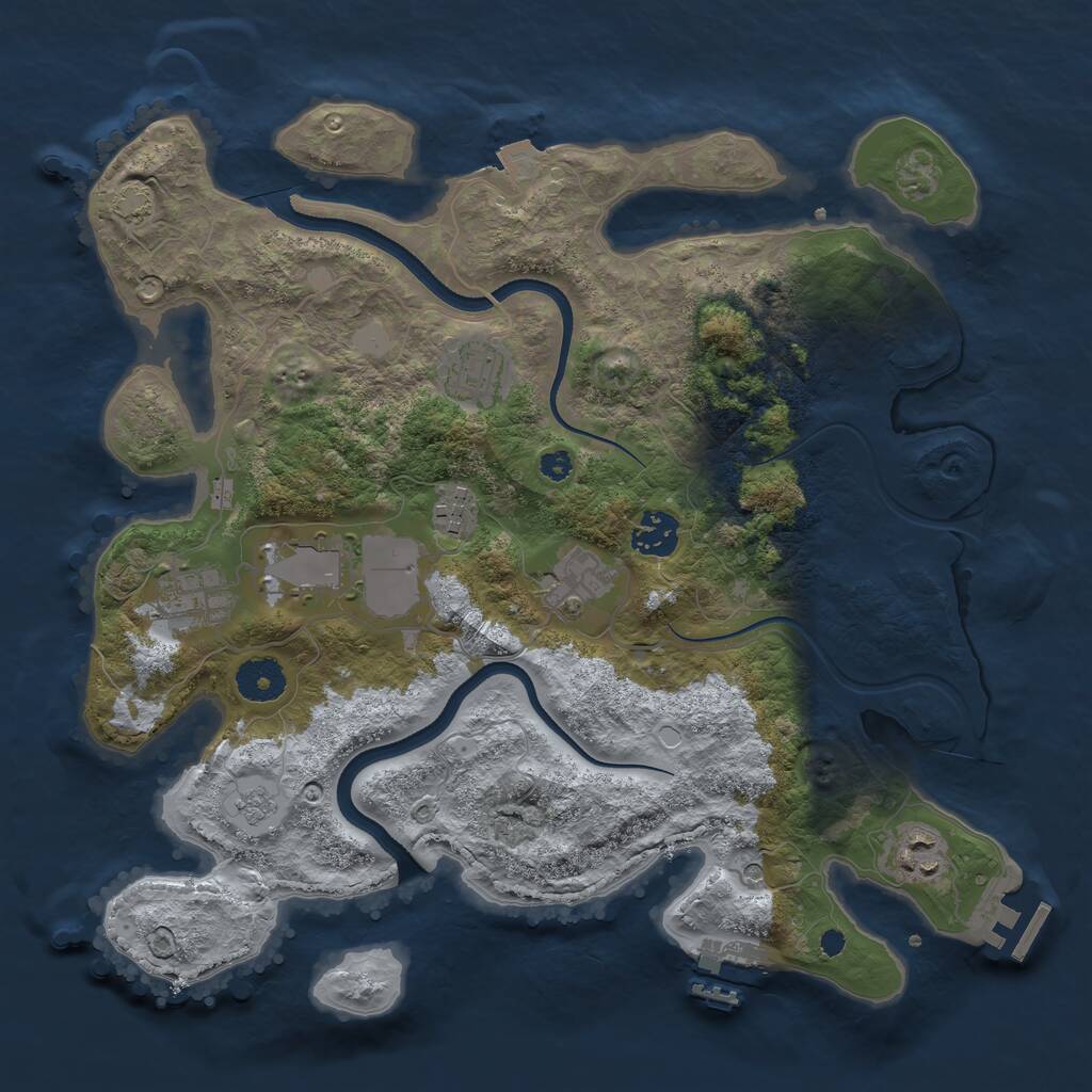 Rust Map: Procedural Map, Size: 3500, Seed: 77369673, 13 Monuments