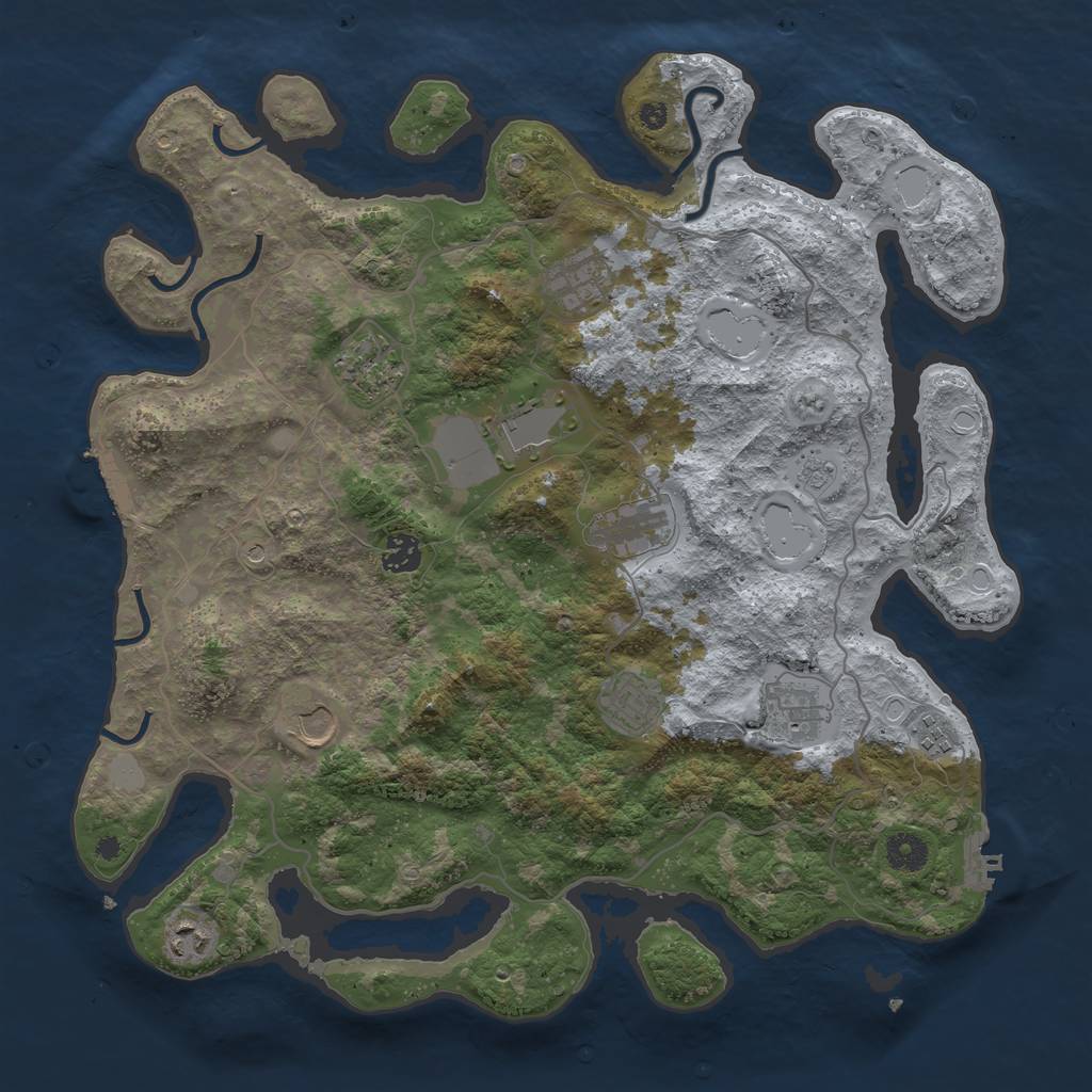 Rust Map: Procedural Map, Size: 4000, Seed: 458334, 19 Monuments