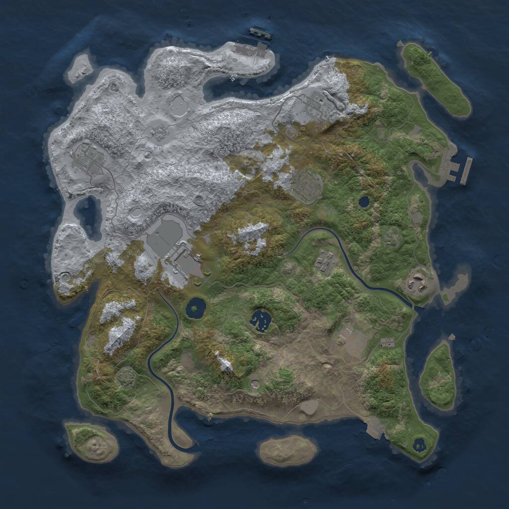 Rust Map: Procedural Map, Size: 3700, Seed: 1539211848, 14 Monuments