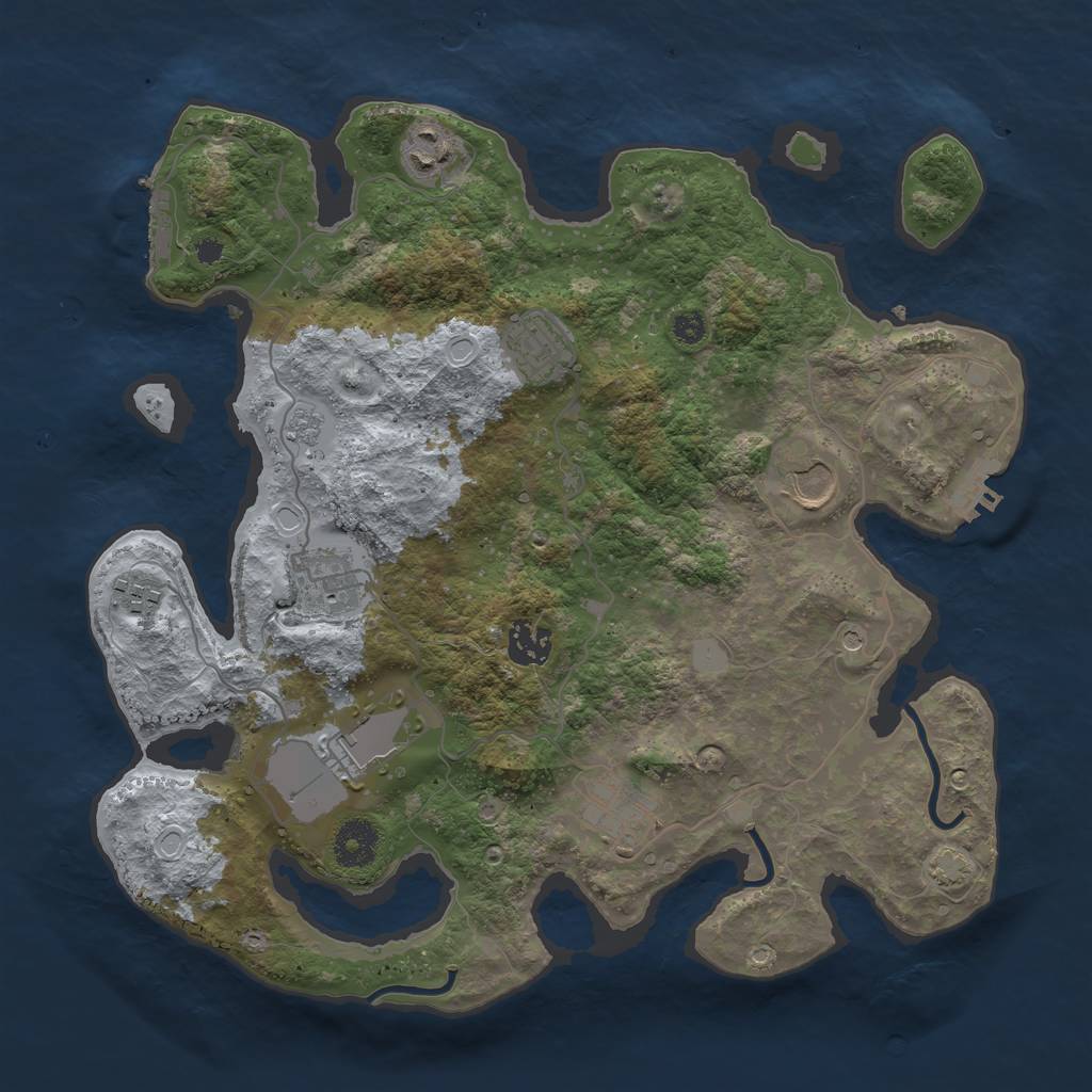 Rust Map: Procedural Map, Size: 3500, Seed: 49543205, 16 Monuments