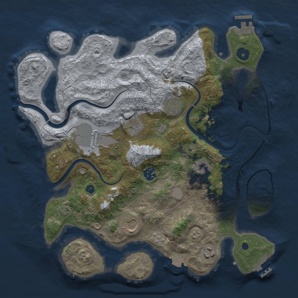 Rust Map: Procedural Map, Size: 3500, Seed: 46377299, 14 Monuments