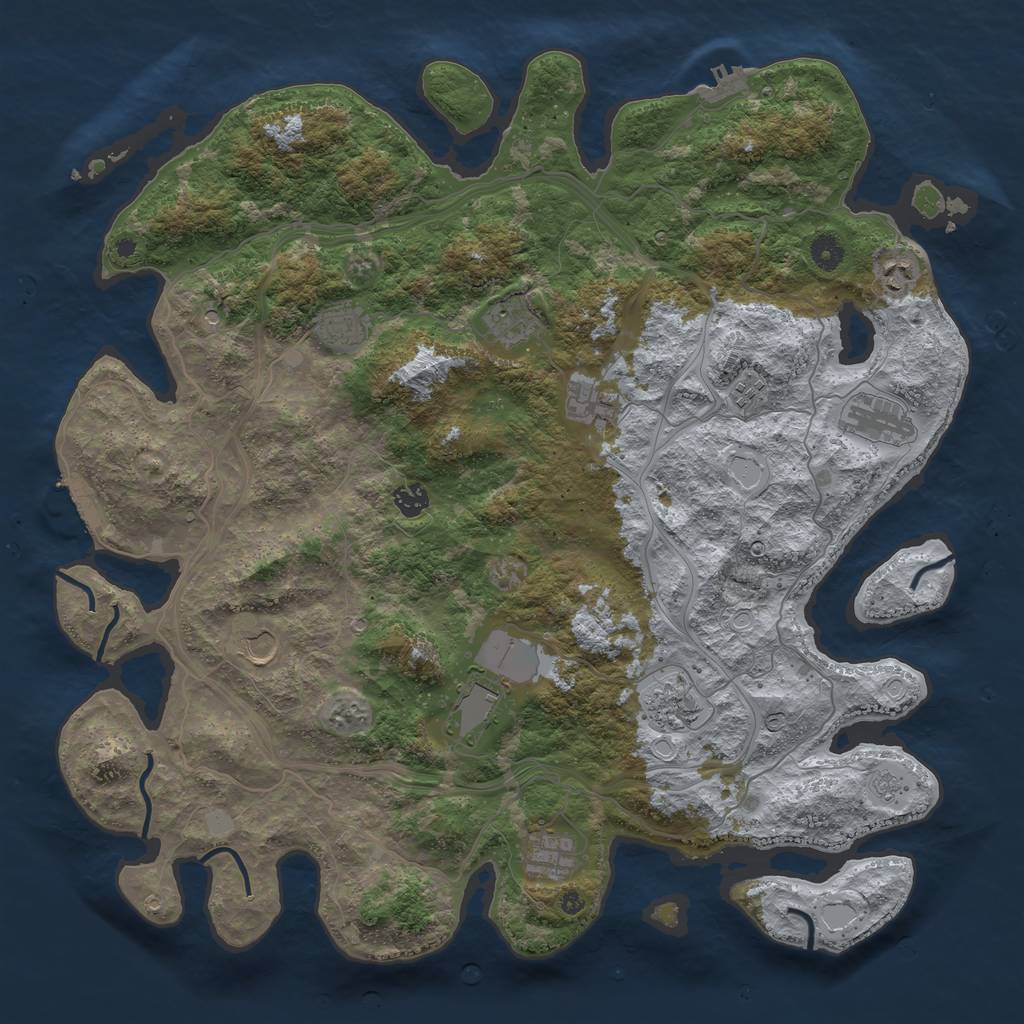 Rust Map: Procedural Map, Size: 4500, Seed: 1038959436, 20 Monuments