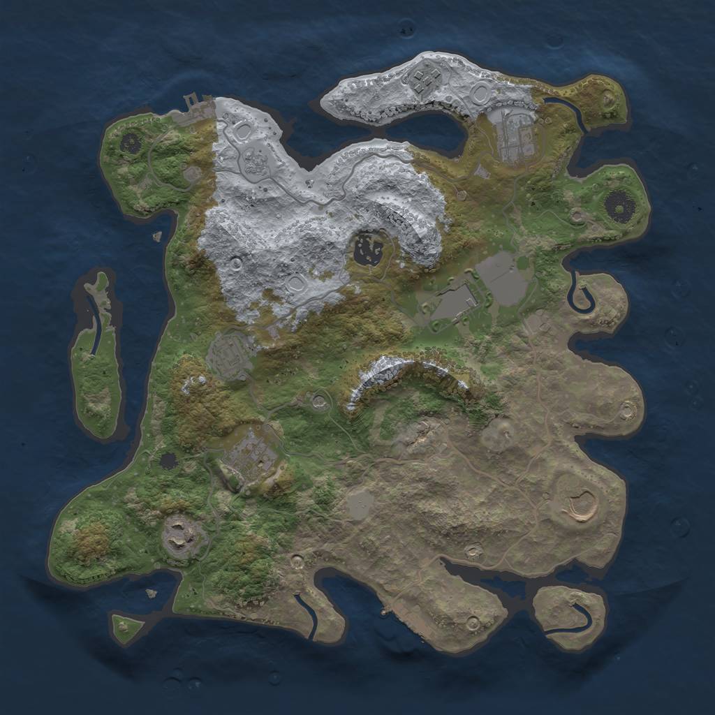 Rust Map: Procedural Map, Size: 3500, Seed: 46663245, 17 Monuments