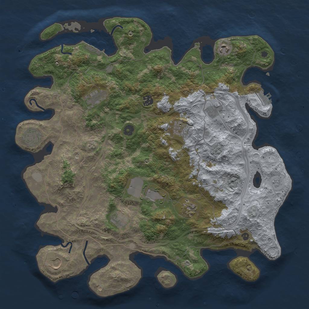 Rust Map: Procedural Map, Size: 4250, Seed: 814557781, 20 Monuments