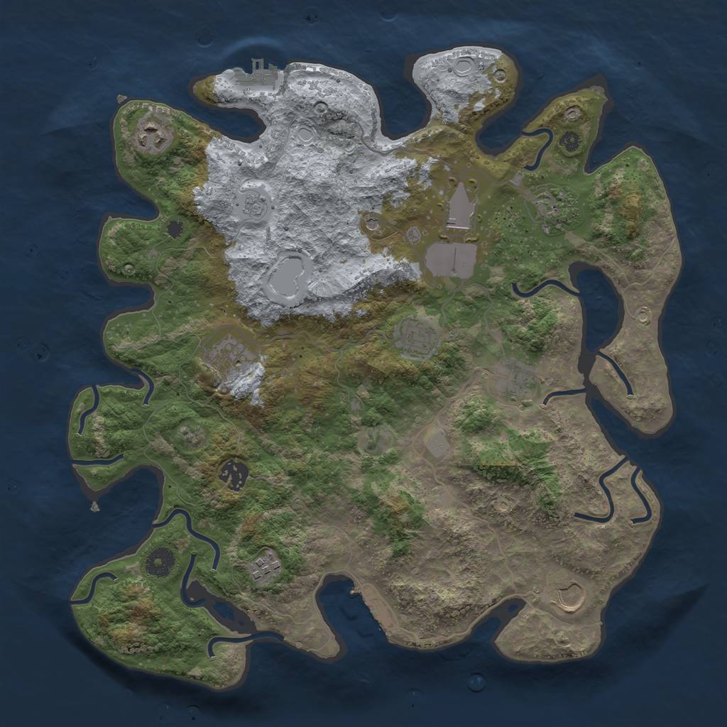 Rust Map: Procedural Map, Size: 3750, Seed: 67785, 18 Monuments