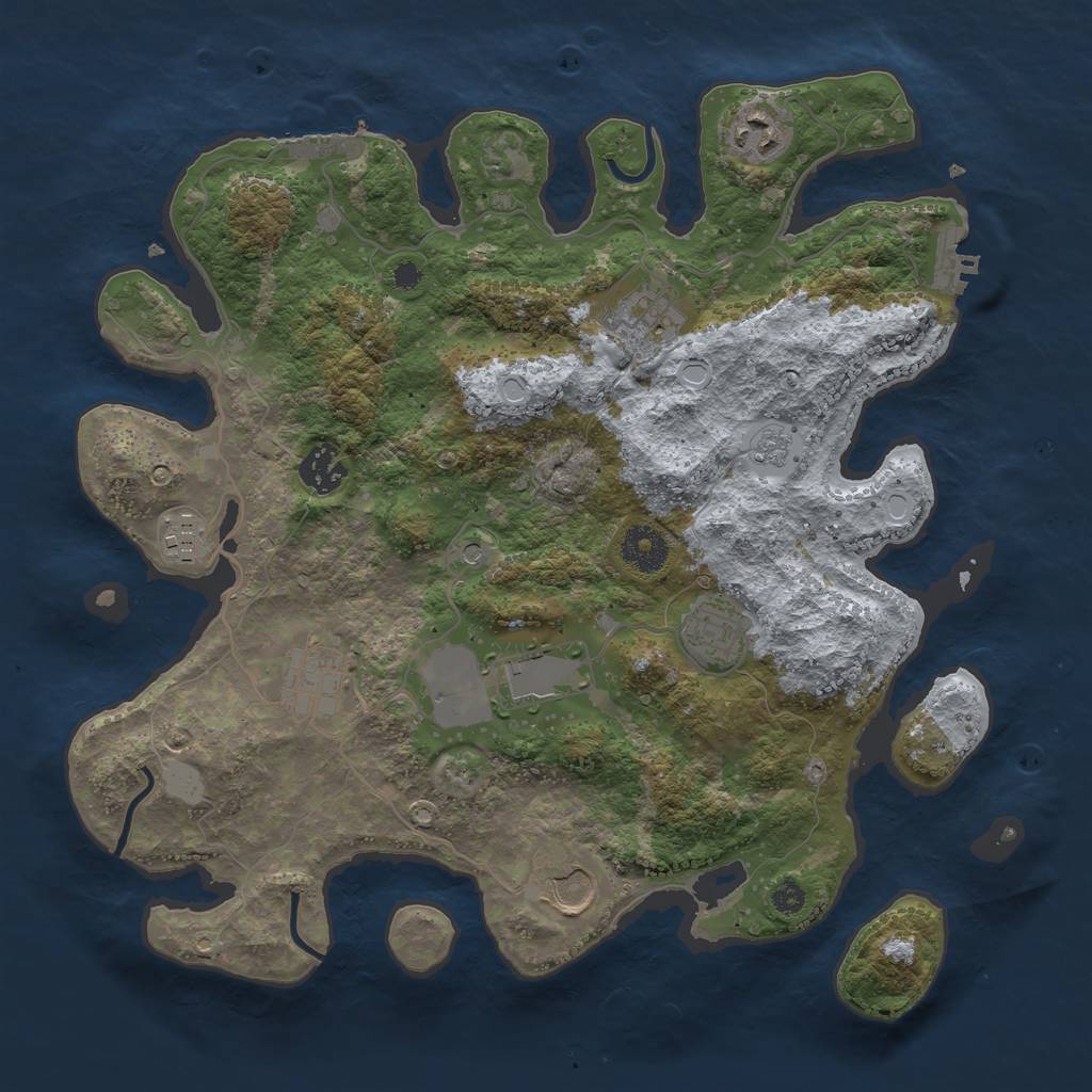 Rust Map: Procedural Map, Size: 3500, Seed: 56461448, 17 Monuments