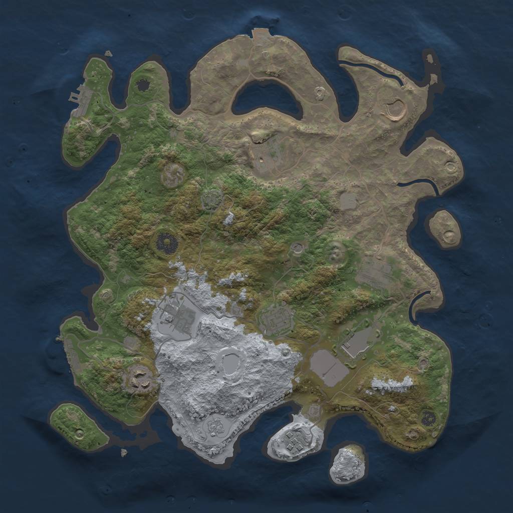 Rust Map: Procedural Map, Size: 3500, Seed: 44905878, 16 Monuments