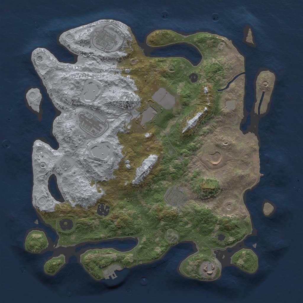 Rust Map: Procedural Map, Size: 3500, Seed: 14603128, 16 Monuments