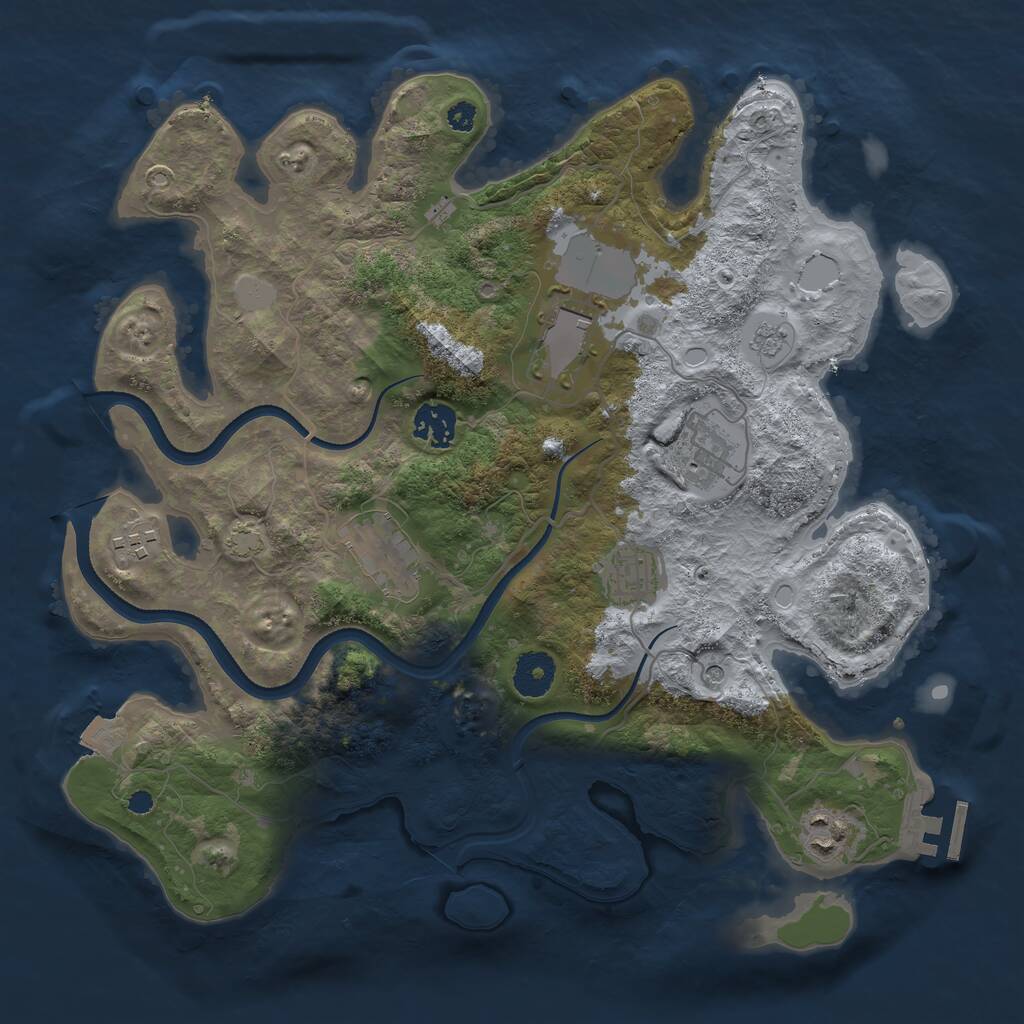 Rust Map: Procedural Map, Size: 3500, Seed: 38225795, 12 Monuments
