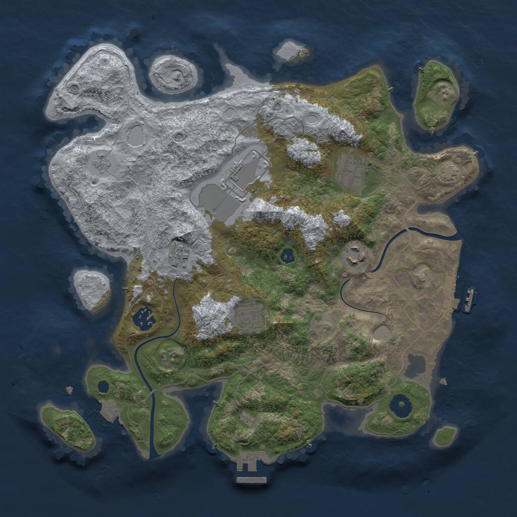 Rust Map: Procedural Map, Size: 3500, Seed: 58259541, 11 Monuments