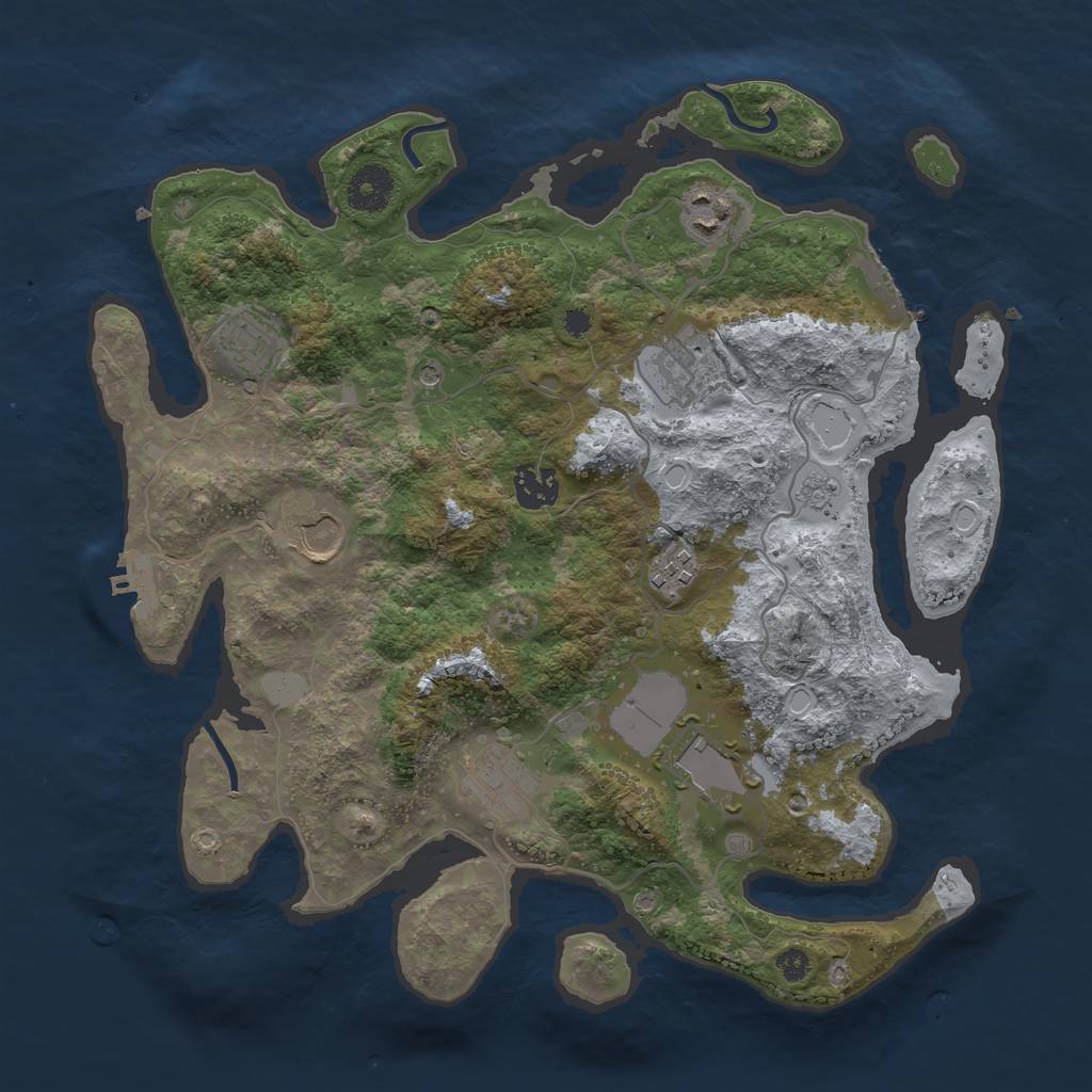 Rust Map: Procedural Map, Size: 3500, Seed: 563127677, 17 Monuments