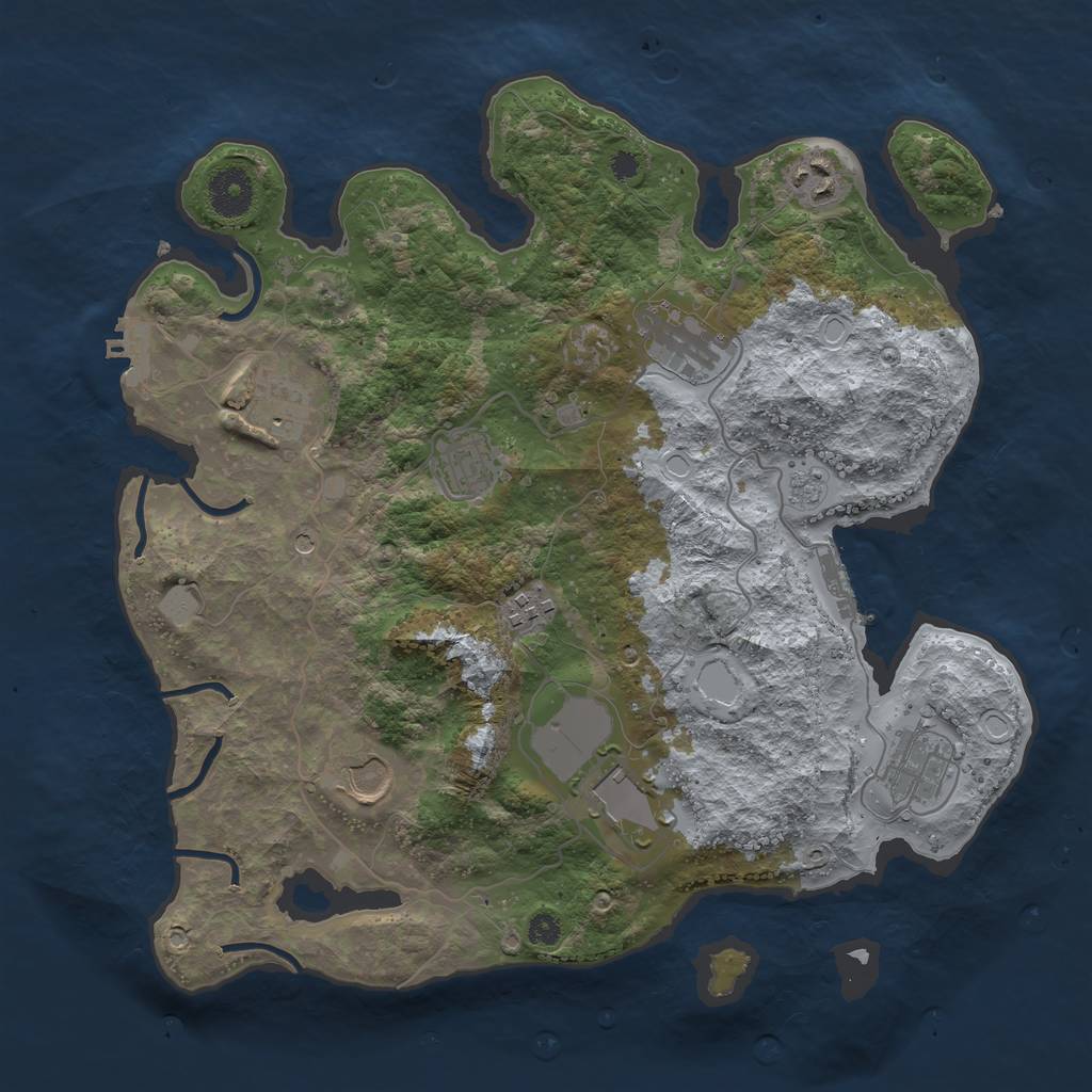 Rust Map: Procedural Map, Size: 3500, Seed: 66287115, 17 Monuments
