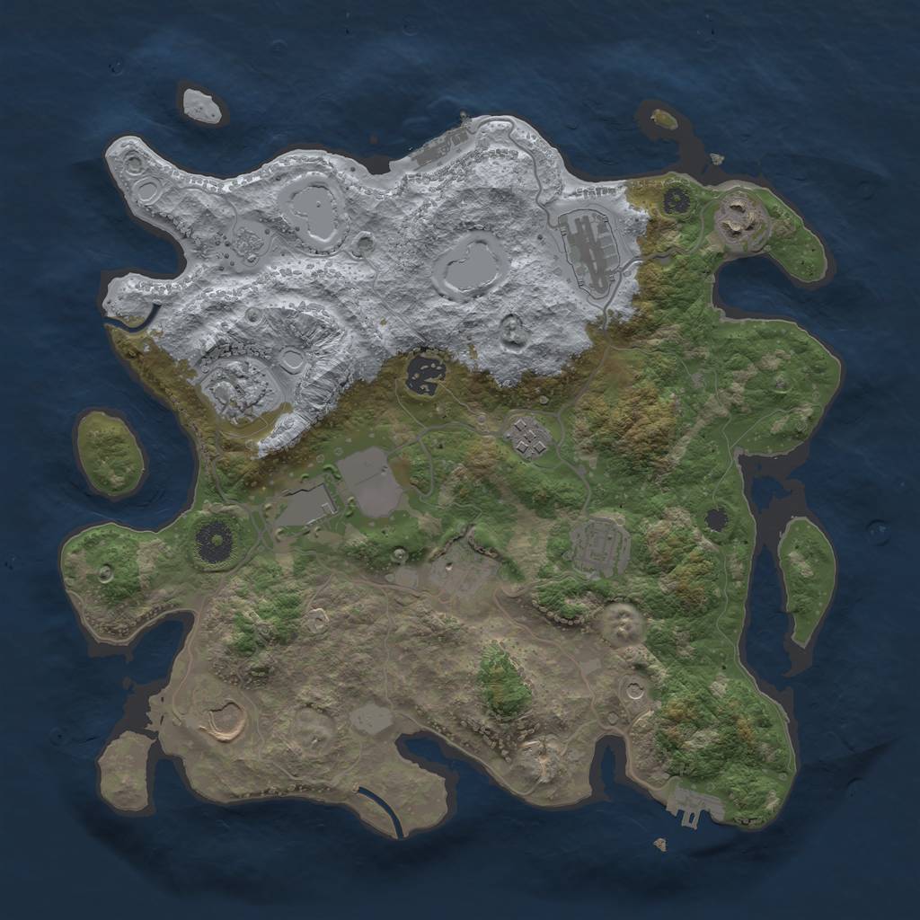 Rust Map: Procedural Map, Size: 3500, Seed: 61429876, 18 Monuments