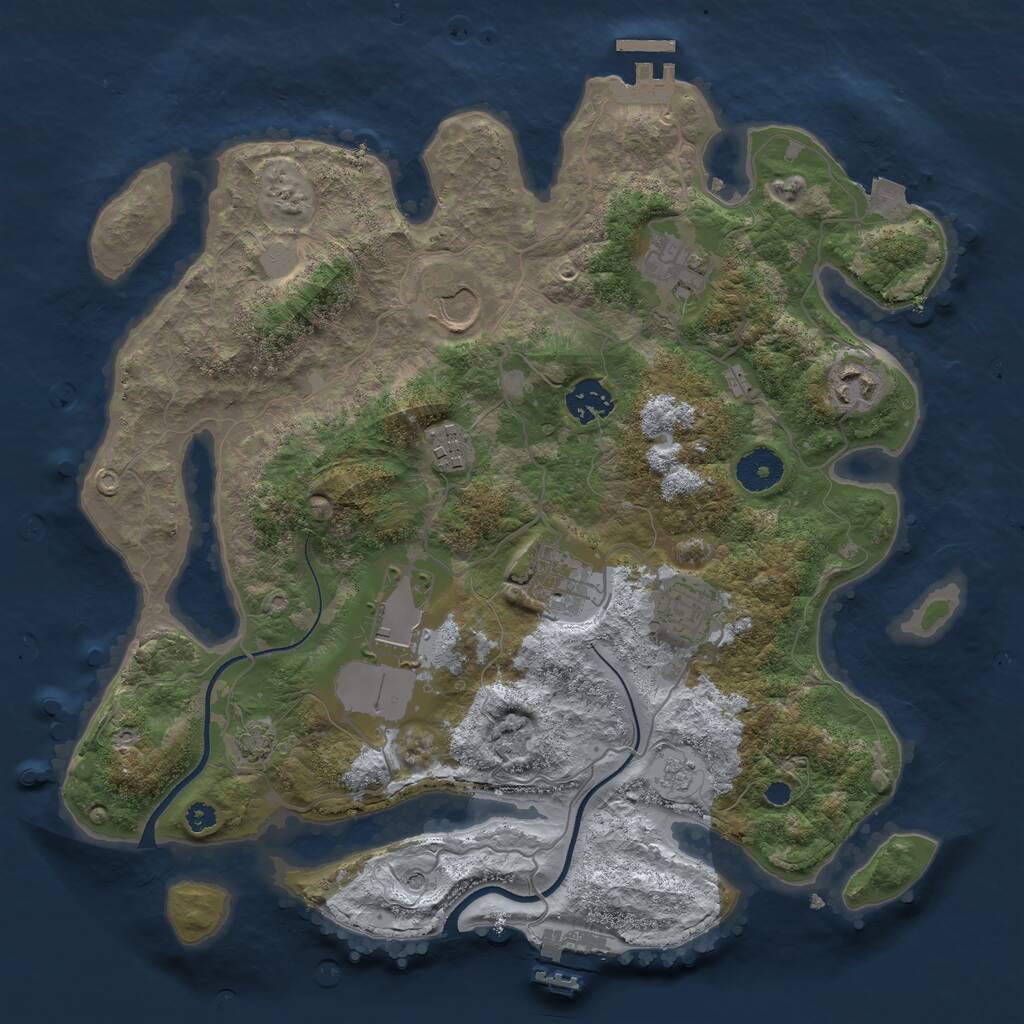 Rust Map: Procedural Map, Size: 3500, Seed: 486438664, 14 Monuments