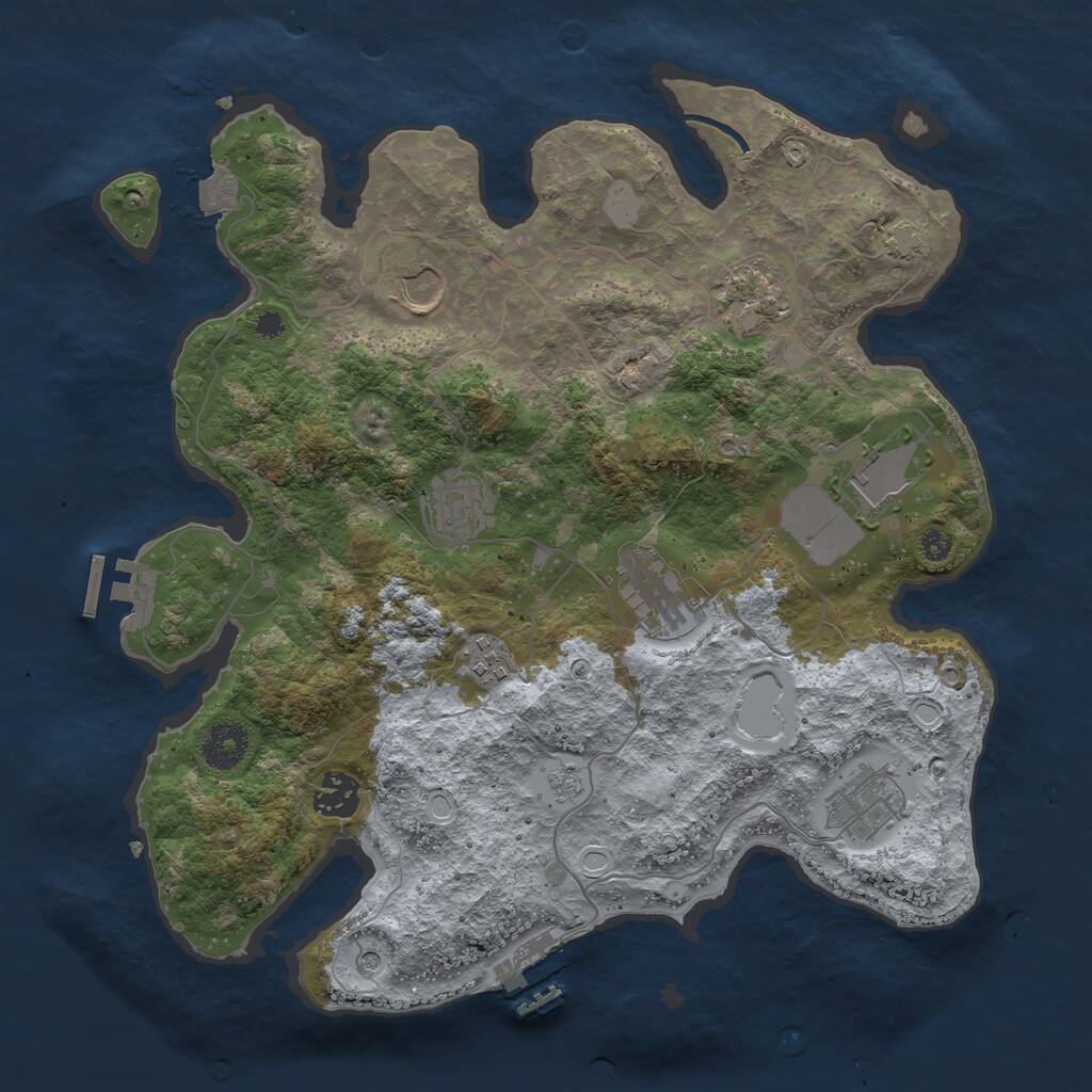 Rust Map: Procedural Map, Size: 3500, Seed: 32656426, 14 Monuments