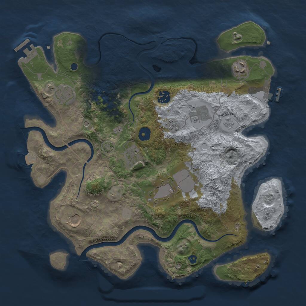 Rust Map: Procedural Map, Size: 3500, Seed: 48658539, 14 Monuments