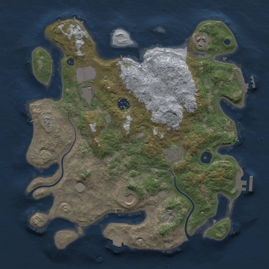 Rust Map: Procedural Map, Size: 3500, Seed: 447176874, 12 Monuments